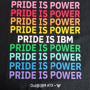 T Shirt Pride Is Power IBM Rainbow Colors on Black Gildan Adult Size M Medium
